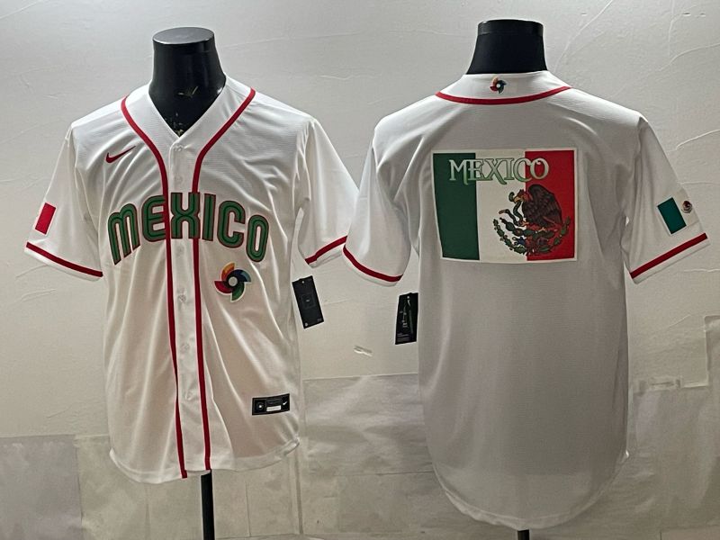 Men 2026 World Cub Mexico Blank White Game Nike MLB Jersey style 008->more jerseys->MLB Jersey